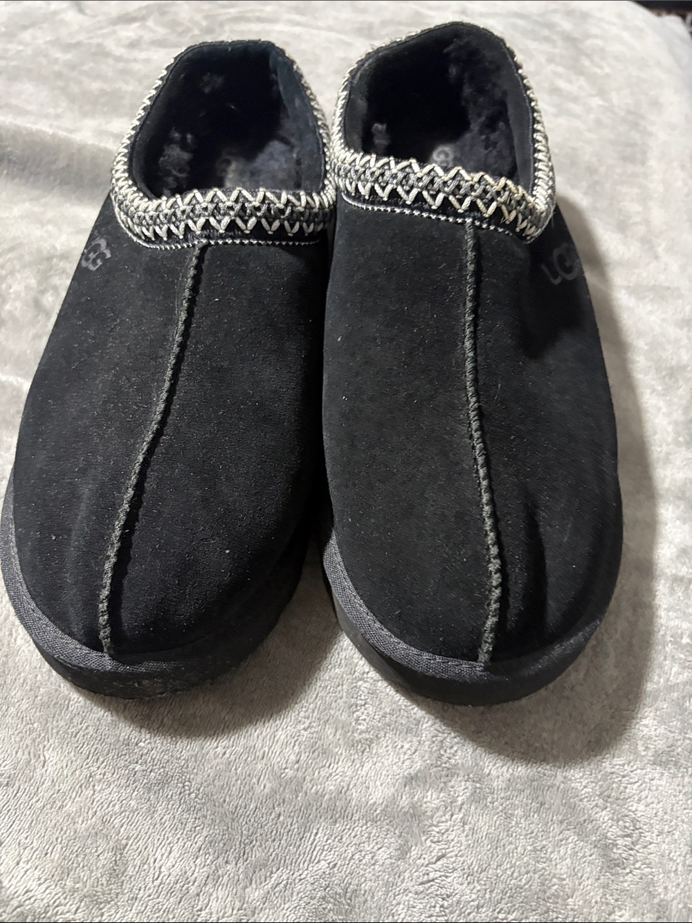 Black Faux-Fur Men UGG Slip-On Shoes